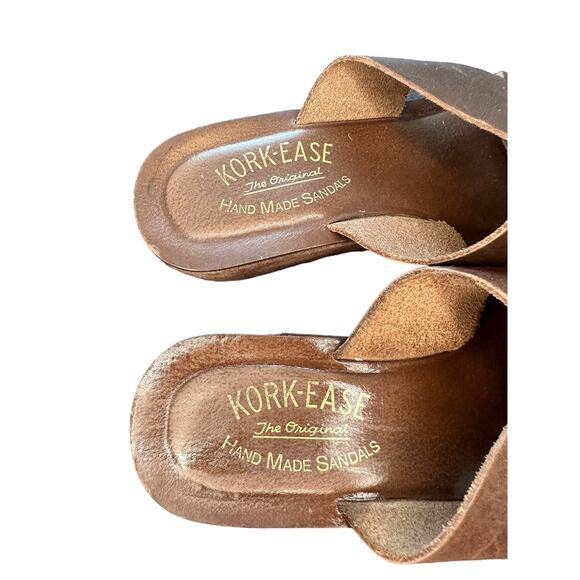 KorksKork-Ease Casual Brown Leather Slip On Open Toe Wedge Sandal Size 5 - Picture 5 of 7